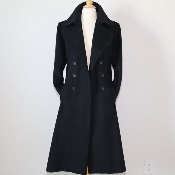Authentic LOVE OTHER Classic double breasted long wool coat black EUC - Picture 1 of 13